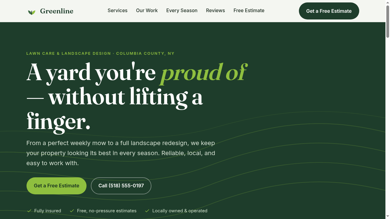 Greenline Lawn & Landscape website preview