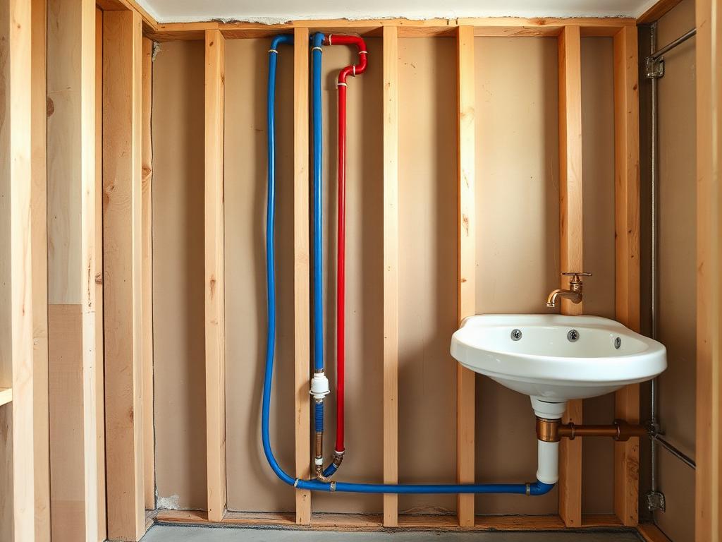Bathroom re-pipe rough-in with fresh PEX lines in Kinderhook