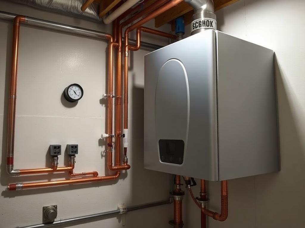 Replacement high-efficiency boiler with neat copper piping in Chatham