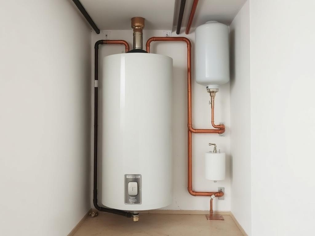 Newly installed water heater with copper supply lines in a Hudson basement